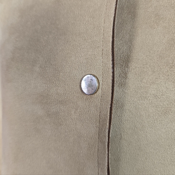 Zara Faux Suede Tan and Cream Fur Trimmed Jacket Oversized Small - Picture 13 of 13